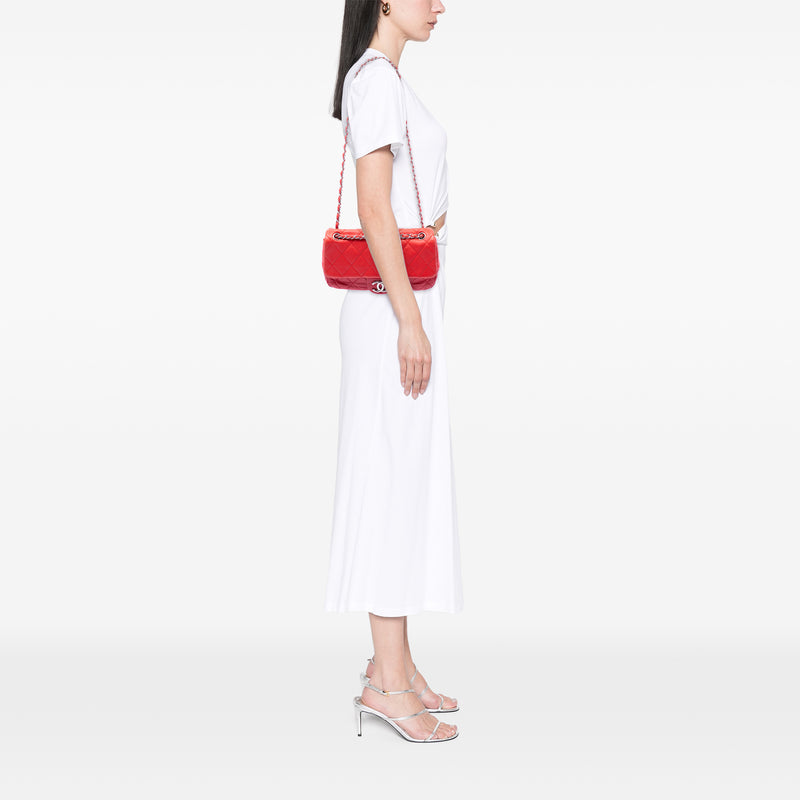Medium Bicolor Lambskin and Calfskin CC Chain Flap - Image 6