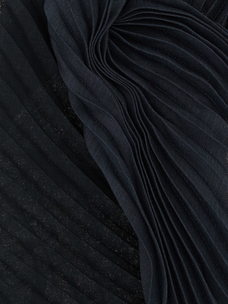 Issey Miyake Gradation Ramie Pleats Scarf — Black And Polyester Blend Scarfs