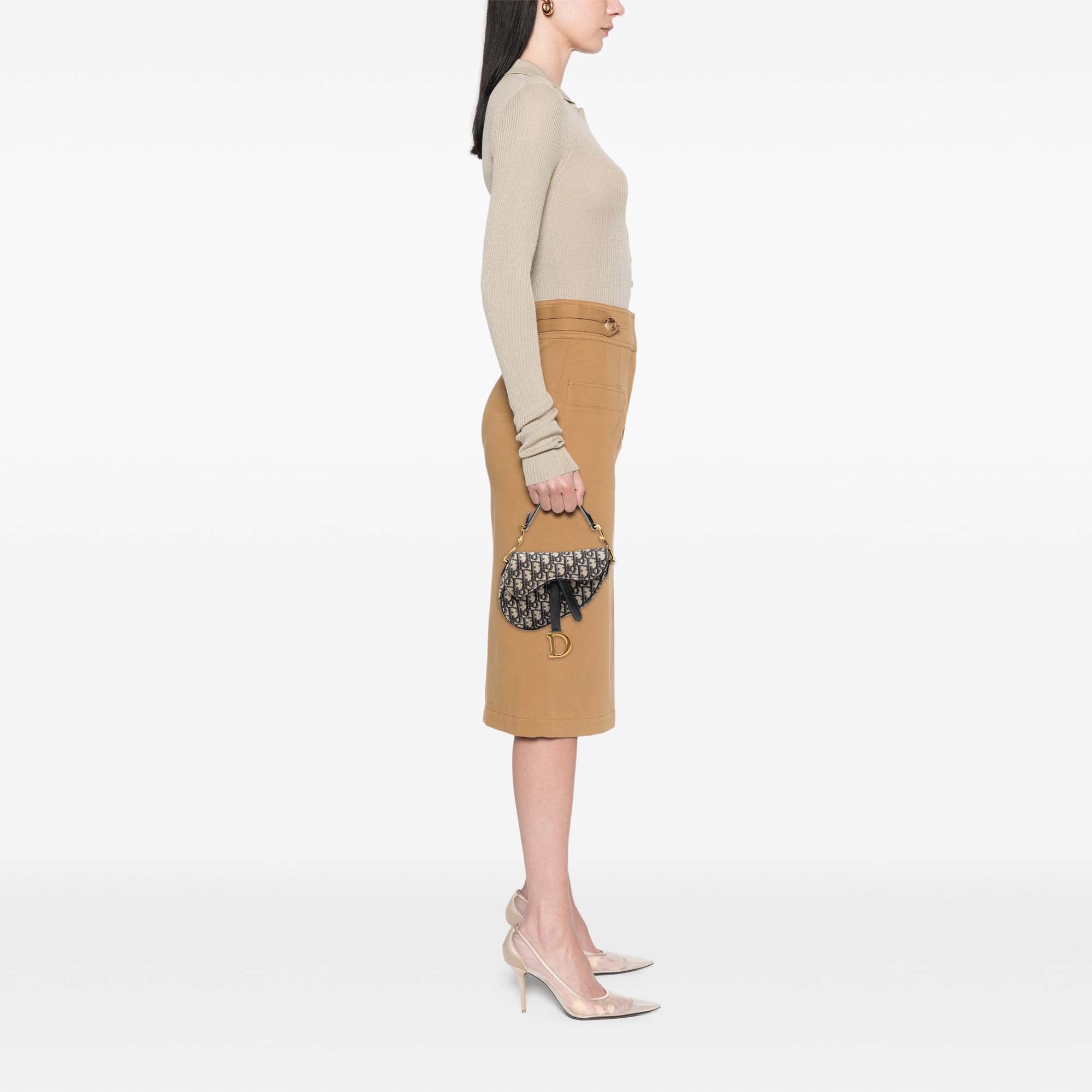 Mini Oblique Canvas Saddle Bag - Image 7
