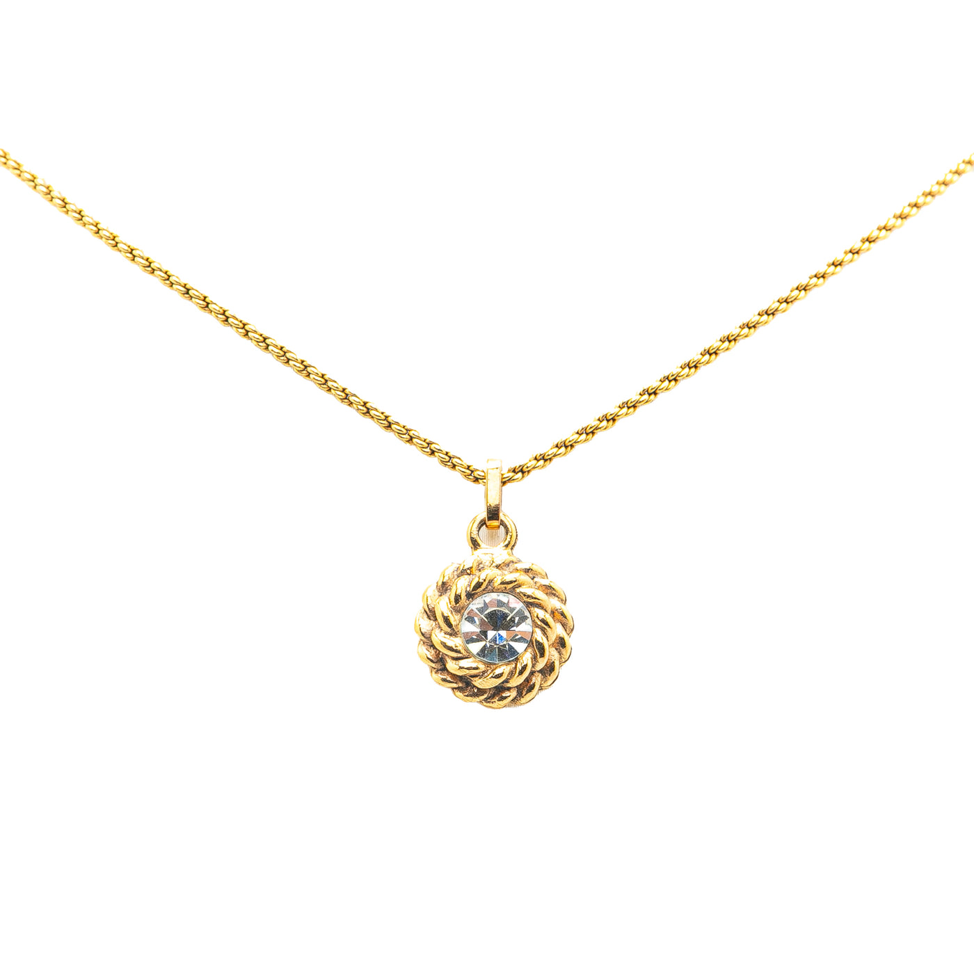 Gold Plated Rhinestone Pendant Necklace - Image 1