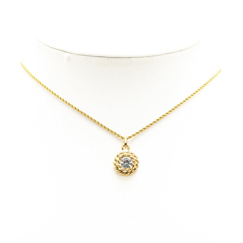 Gold Plated Rhinestone Pendant Necklace - Image 4