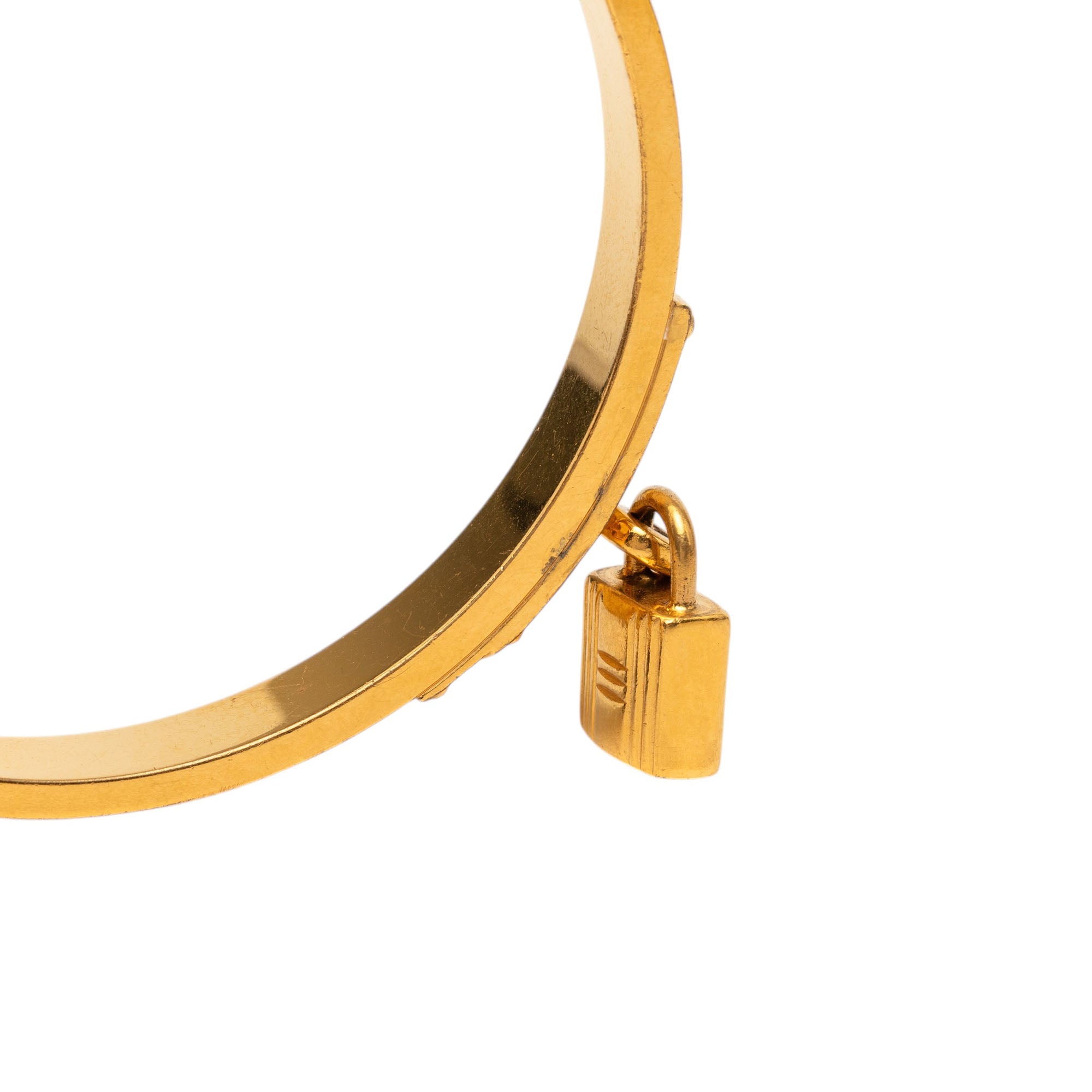 Gold Plated Courchevel Kelly Cadena Lock Bangle Bracelet - Image 4