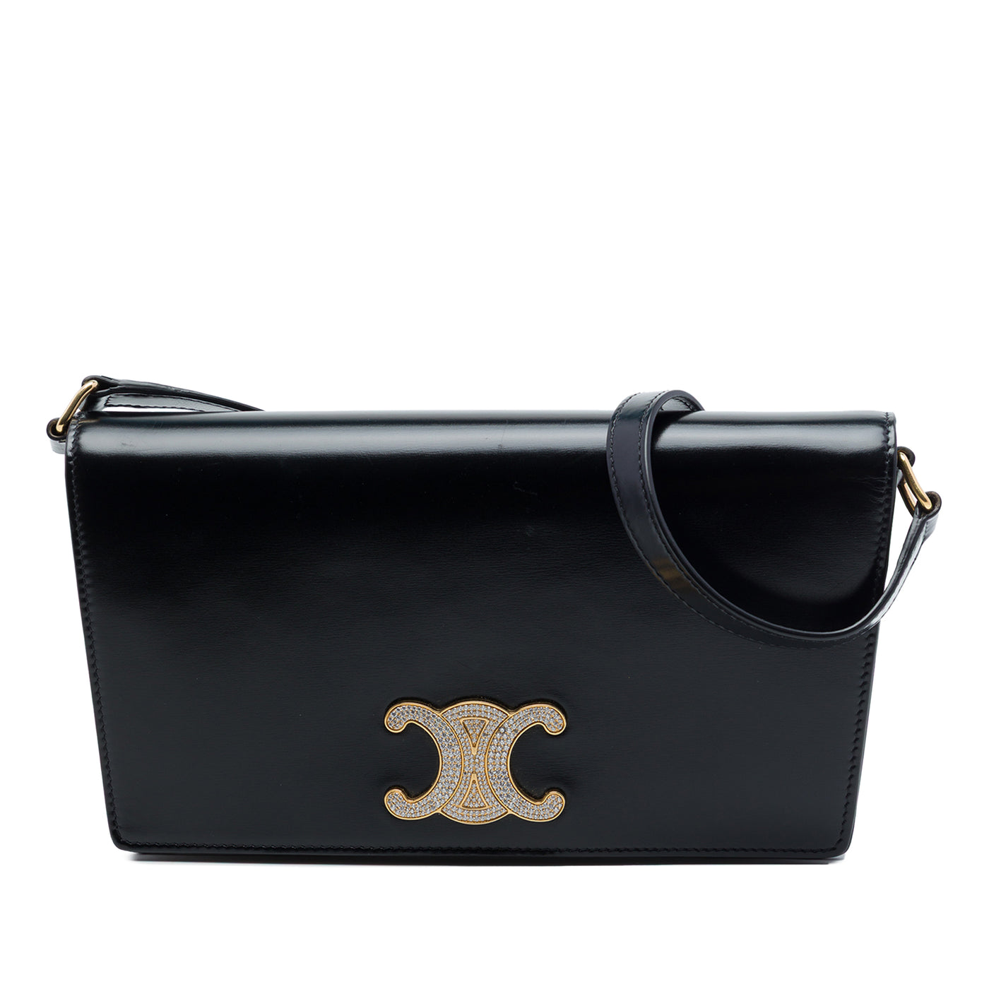 Shiny Calfskin Strass Triomphe Trapeze Shoulder Bag - Image 1