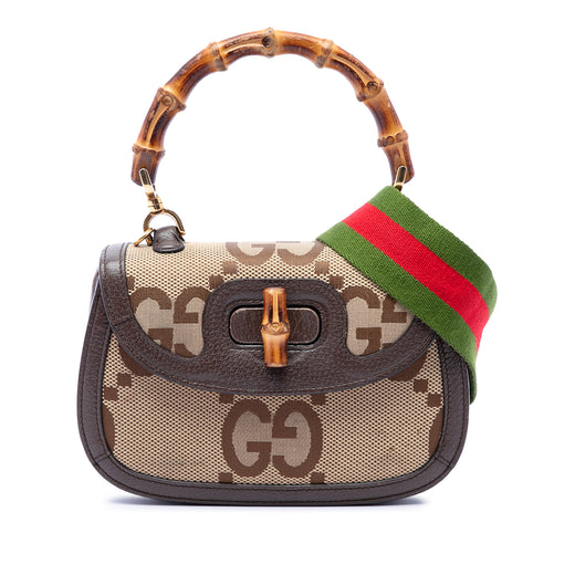 Small Jumbo GG Canvas Web Bamboo 1947 Top Handle Bag - Image 1