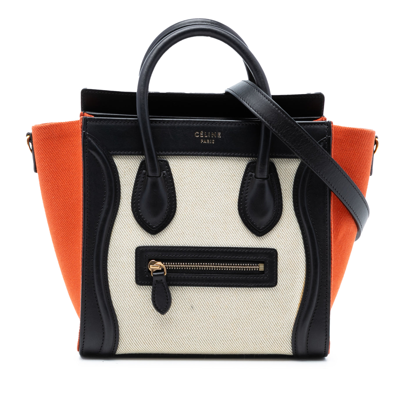 Nano Tricolor Canvas and Leather Luggage Tote - Image 1