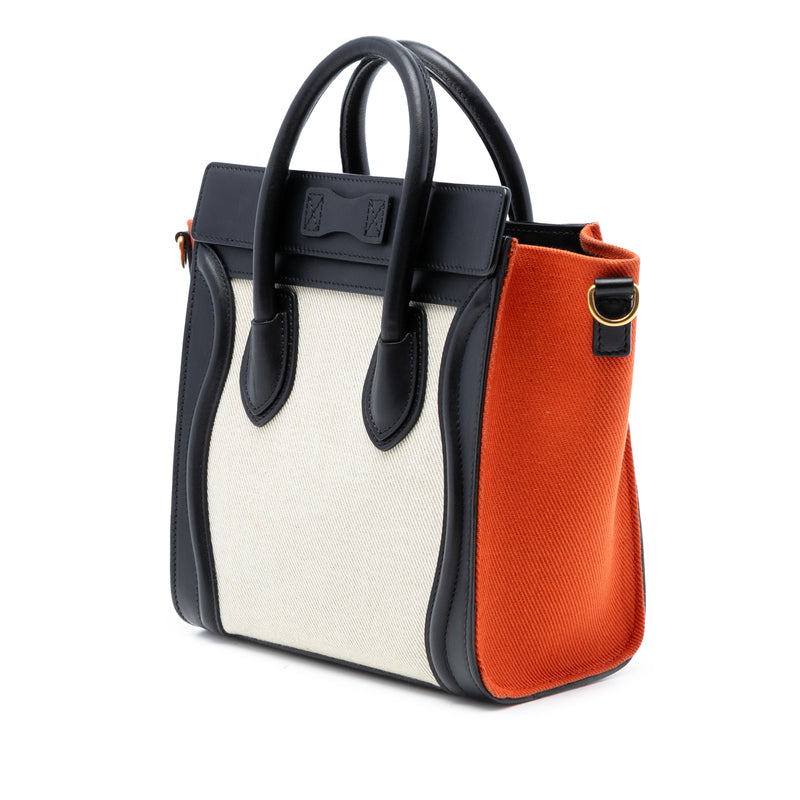 Nano Tricolor Canvas and Leather Luggage Tote - Image 2