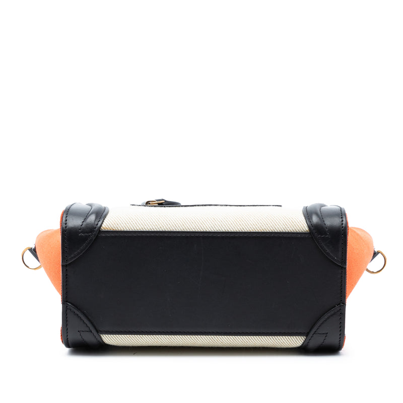 Nano Tricolor Canvas and Leather Luggage Tote - Image 3