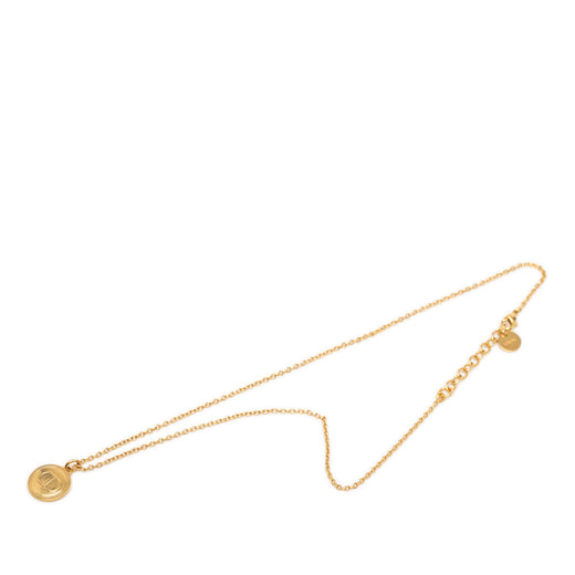 Gold Plated CD Logo Round Pendant Necklace - Image 1