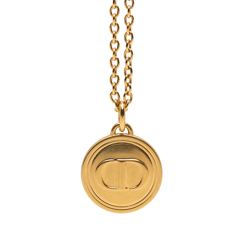 Gold Plated CD Logo Round Pendant Necklace - Image 2