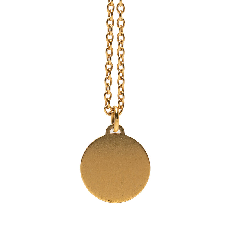 Gold Plated CD Logo Round Pendant Necklace - Image 3
