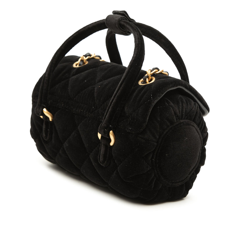 Mini Quilted Velvet Top Handle Flap - Image 2