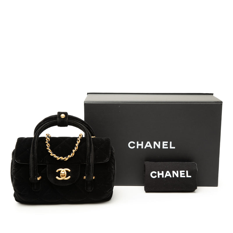Mini Quilted Velvet Top Handle Flap - Image 8