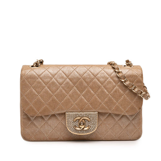 Small Quilted Iridescent Lambskin Pearl CC Crystal Flap - Image 1