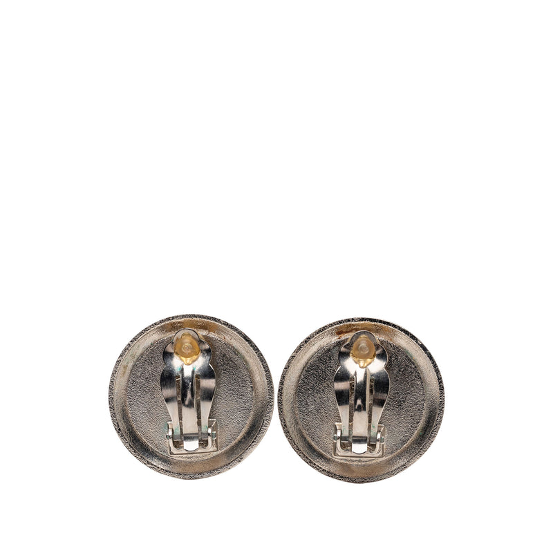 CC Brass Enamel Gold Plated Round Clip On Earrings - Image 2