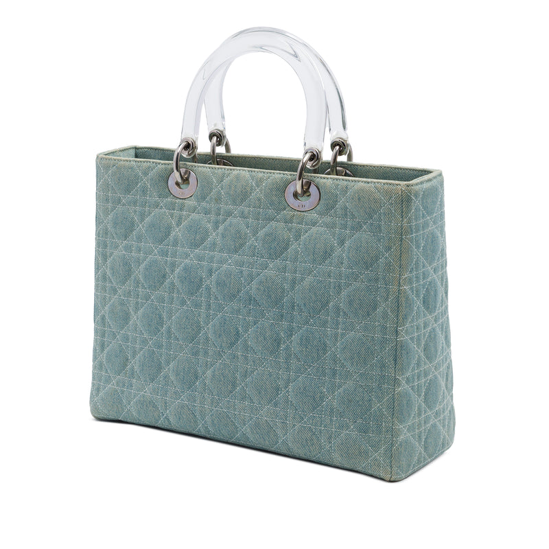 Large Denim Cannage Acrylic Handles Lady Dior - Image 2