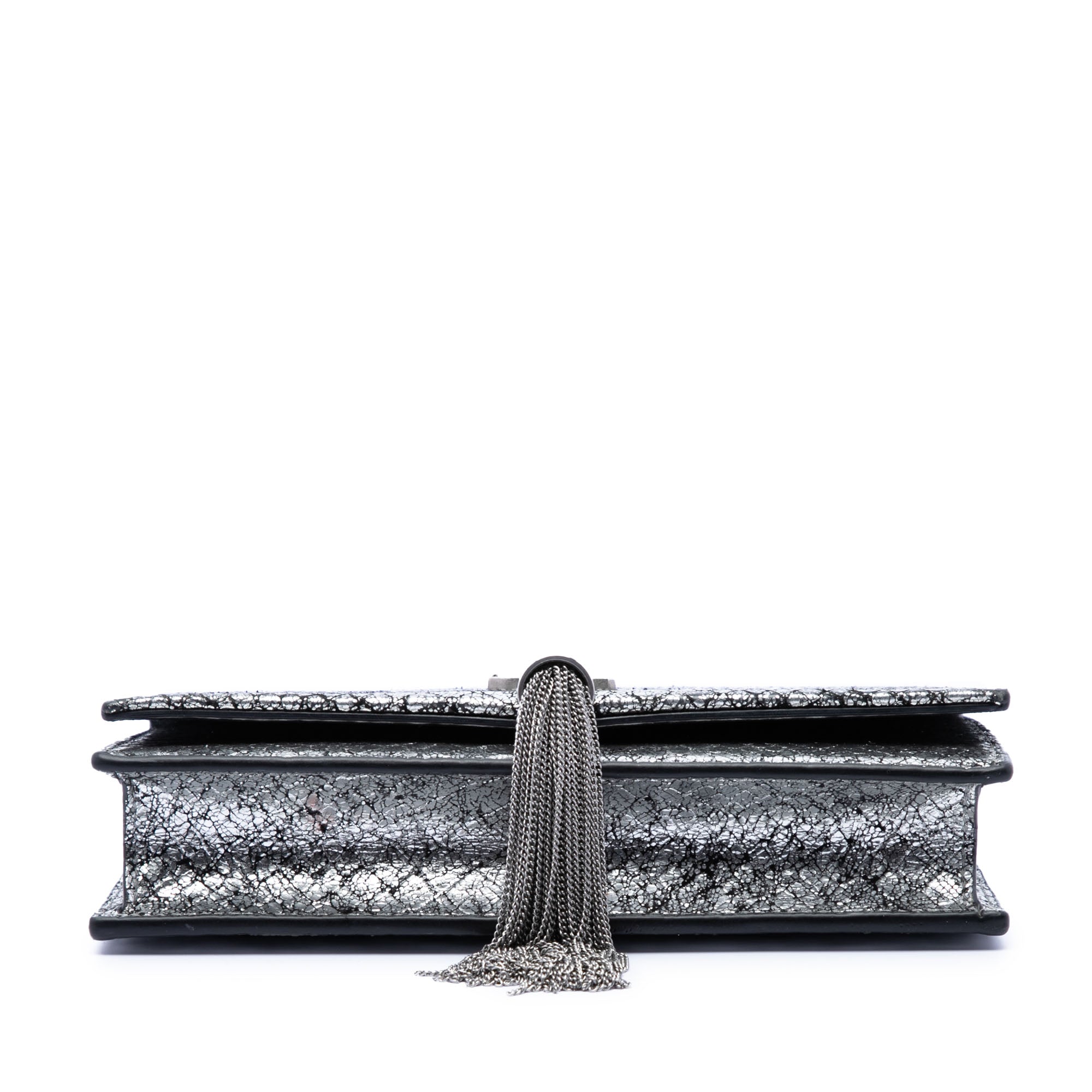 Python Embossed Metallic Leather Classic Monogram Kate Tassel Wallet on Chain - Image 3