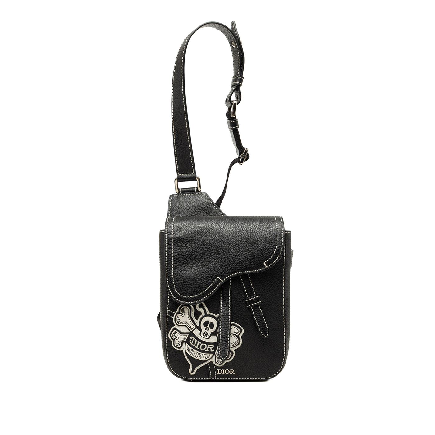 Stussy Bee Applique Calfskin Saddle Crossbody - Image 1