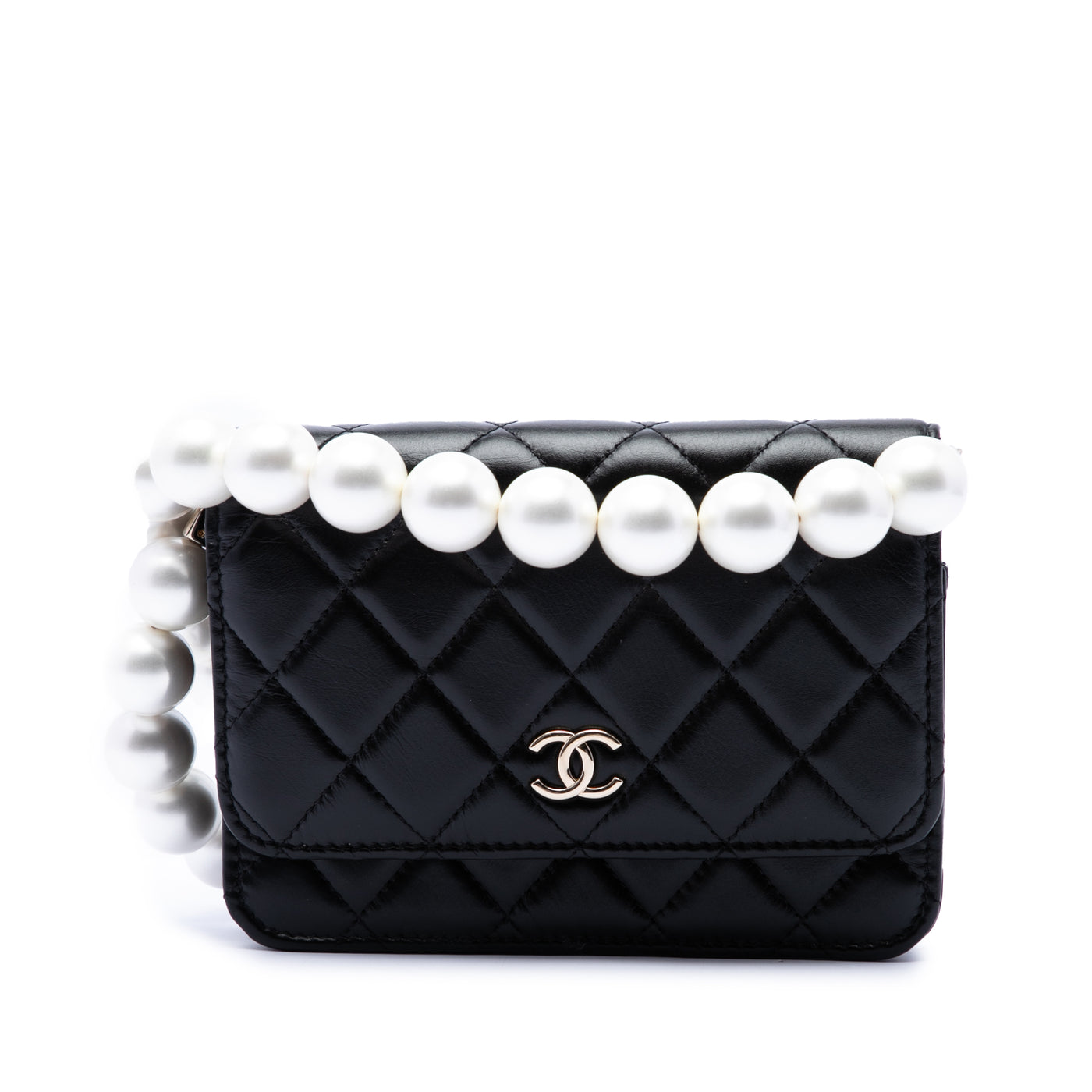 CC Quilted Calfskin Maxi Pearls Wallet on Chain - Image 1