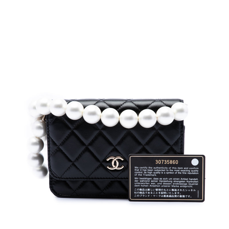 CC Quilted Calfskin Maxi Pearls Wallet on Chain - Image 7
