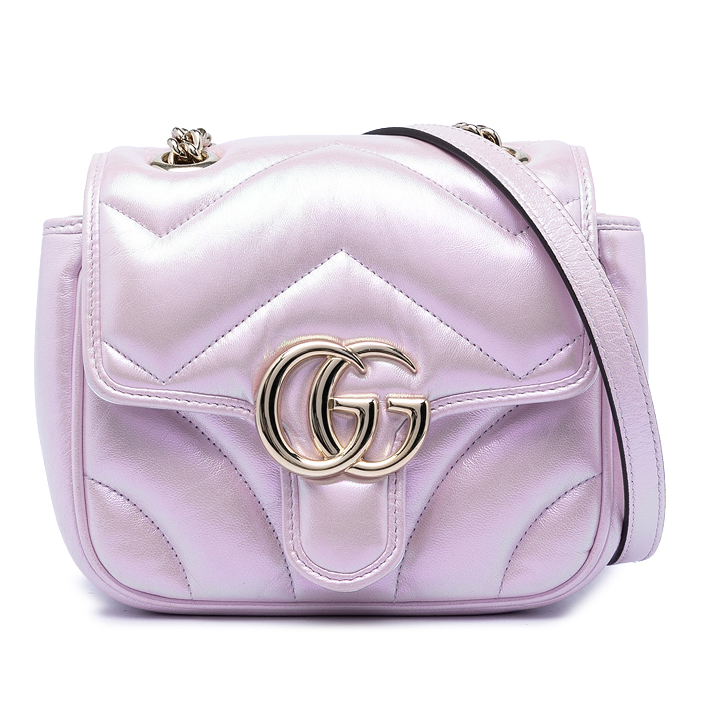 Mini GG Marmont Matelasse Iridescent Calfskin Flap Crossbody - Image 1
