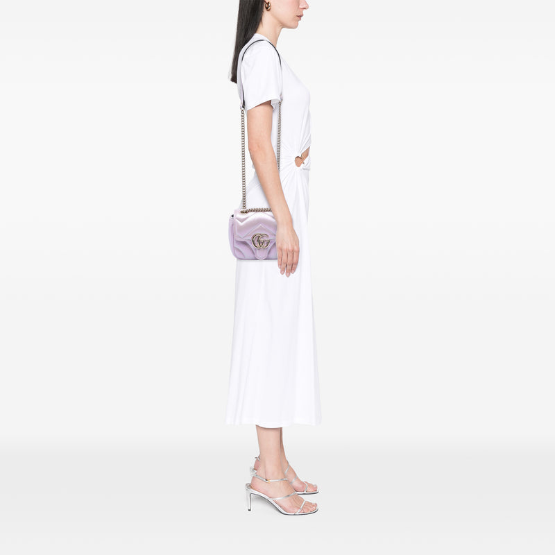 Mini GG Marmont Matelasse Iridescent Calfskin Flap Crossbody - Image 5