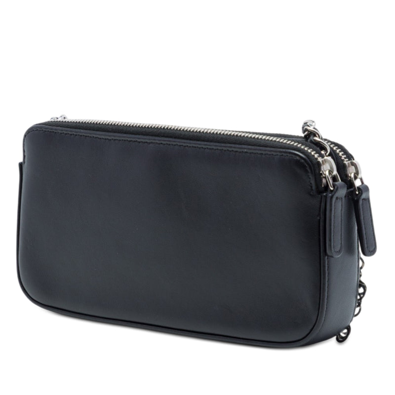 CC Calfskin and Sequin Double Zip Wallet on Chain - Image 2