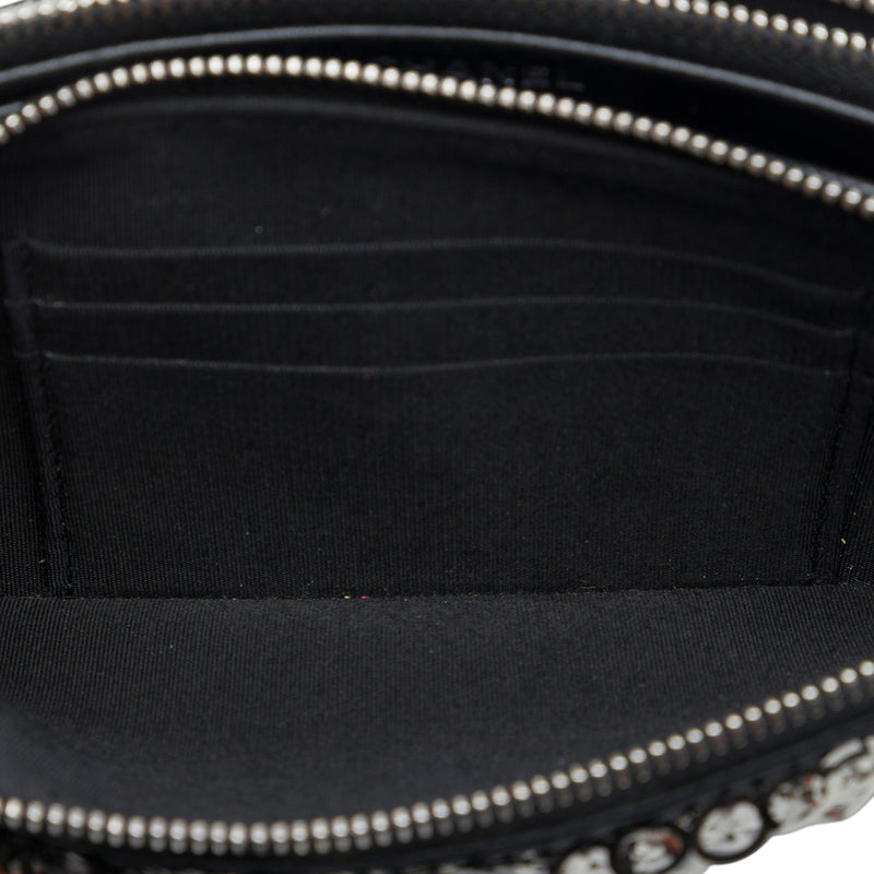 CC Calfskin and Sequin Double Zip Wallet on Chain - Image 4