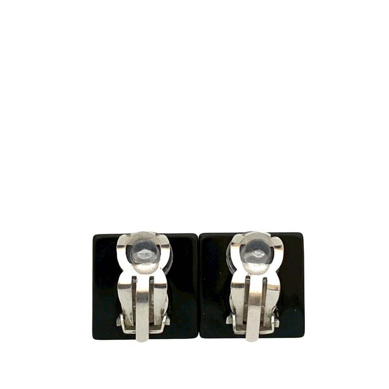 CC Resin Rhinestone Square Clip On Earrings - Image 2