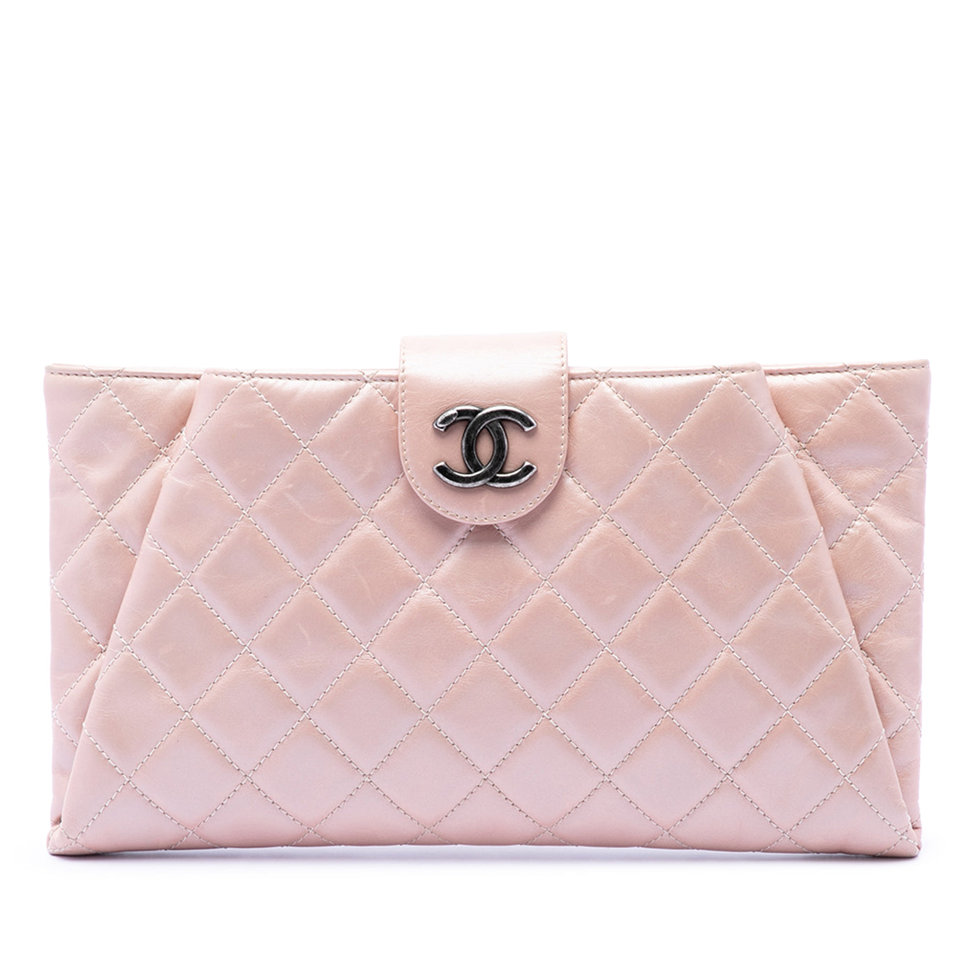 Quilted Glazed Calfskin Coco Pleats Clutch - Image 1