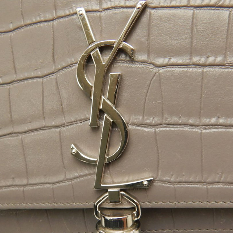 Small Croc Embossed Leather Monogram Kate Tassel Crossbody - Image 10