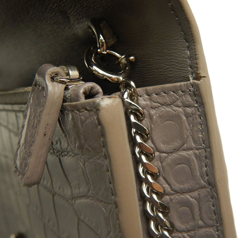 Small Croc Embossed Leather Monogram Kate Tassel Crossbody - Image 18
