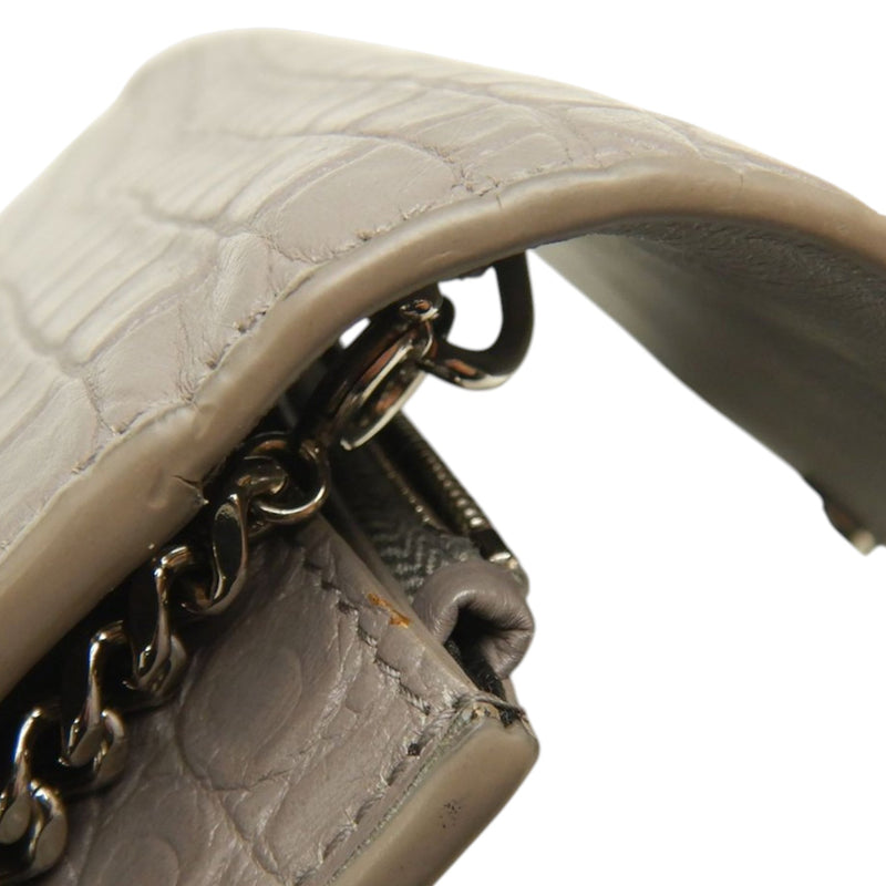 Small Croc Embossed Leather Monogram Kate Tassel Crossbody - Image 19