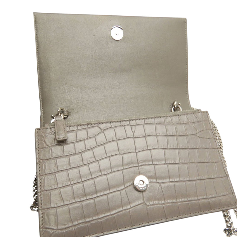 Small Croc Embossed Leather Monogram Kate Tassel Crossbody - Image 6