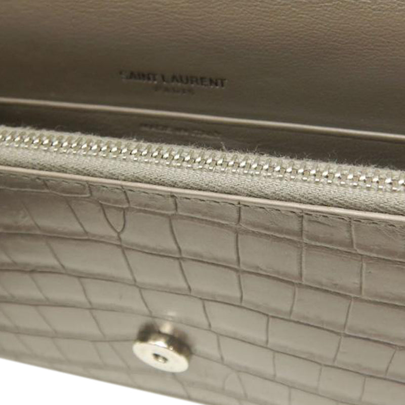 Small Croc Embossed Leather Monogram Kate Tassel Crossbody - Image 8