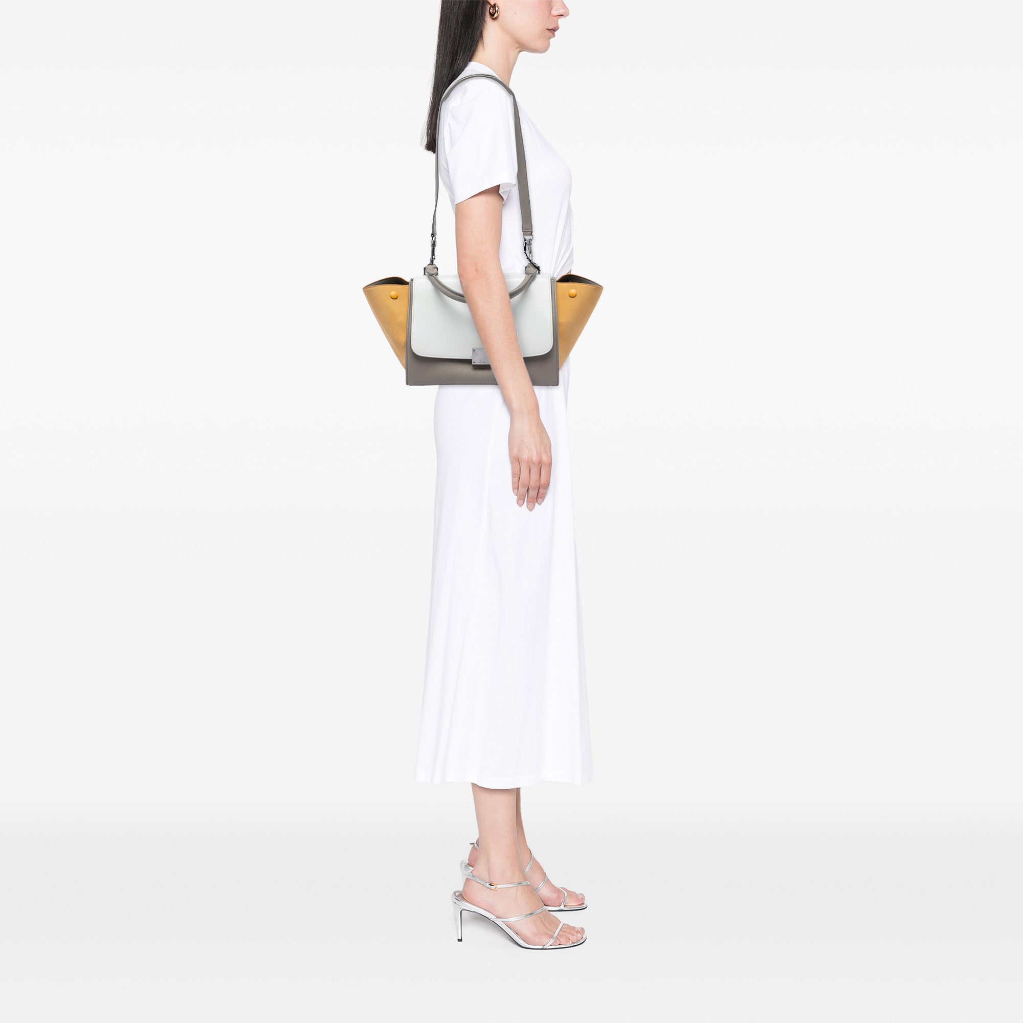 Small Tricolor Leather Trapeze Satchel - Image 7