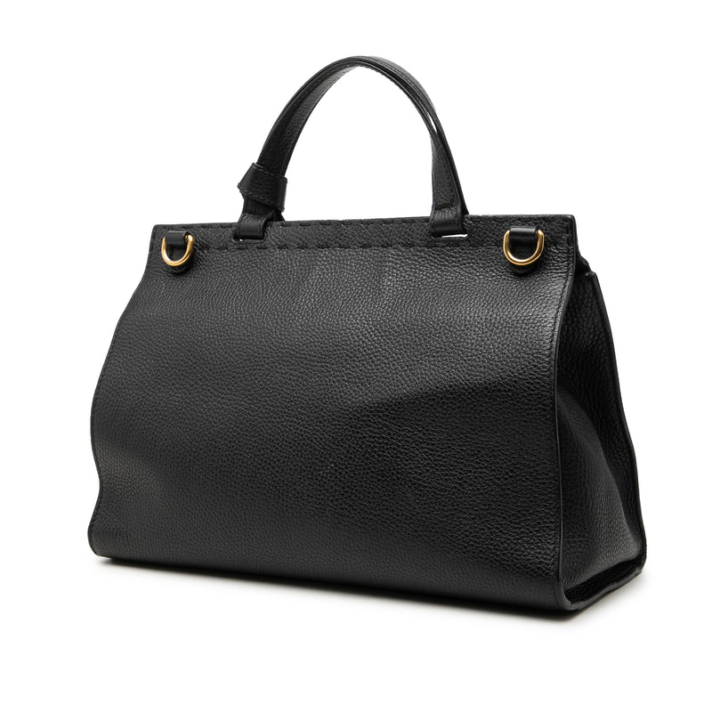 Small GG Marmont Grained Calfskin Top Handle Satchel - Image 2