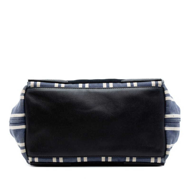 Canvas Striped Navy Cabas S - Image 3