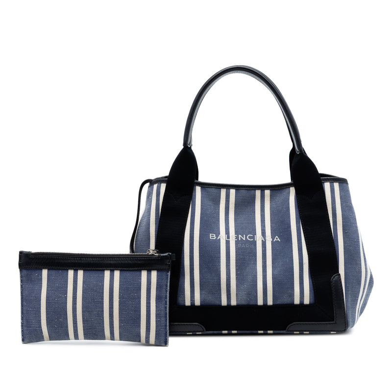Canvas Striped Navy Cabas S - Image 7