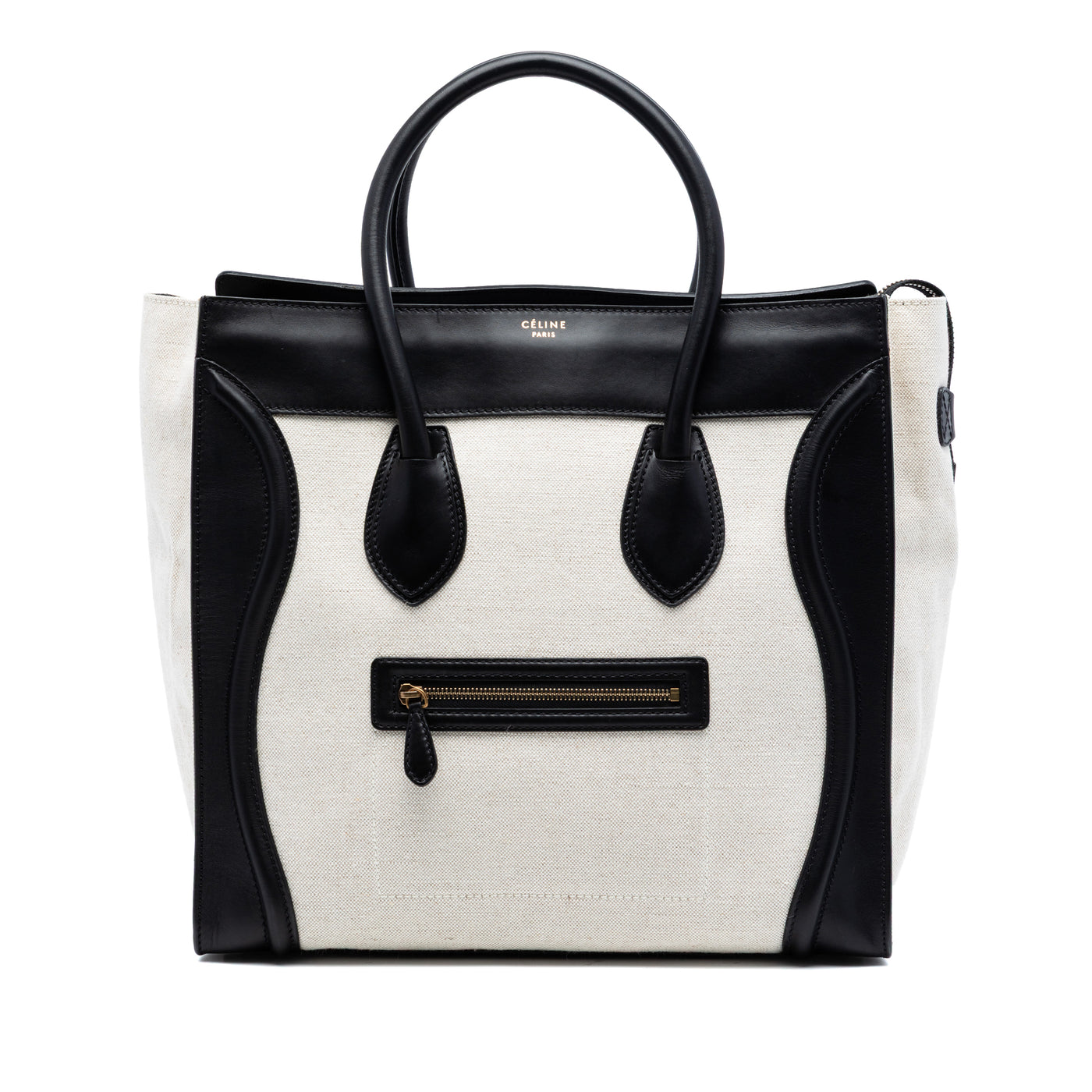 Mini Bicolor Canvas and Leather Luggage Tote - Image 1