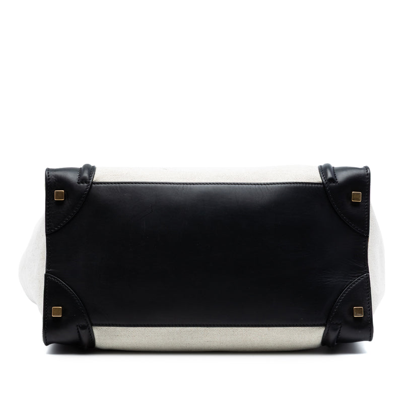 Mini Bicolor Canvas and Leather Luggage Tote - Image 3