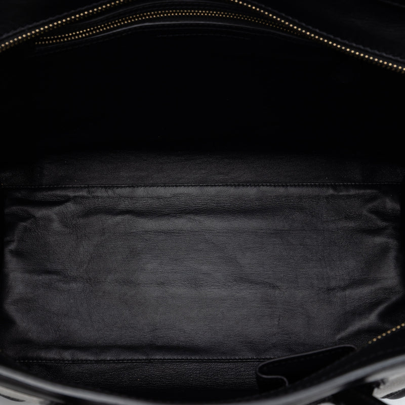 Mini Bicolor Canvas and Leather Luggage Tote - Image 4
