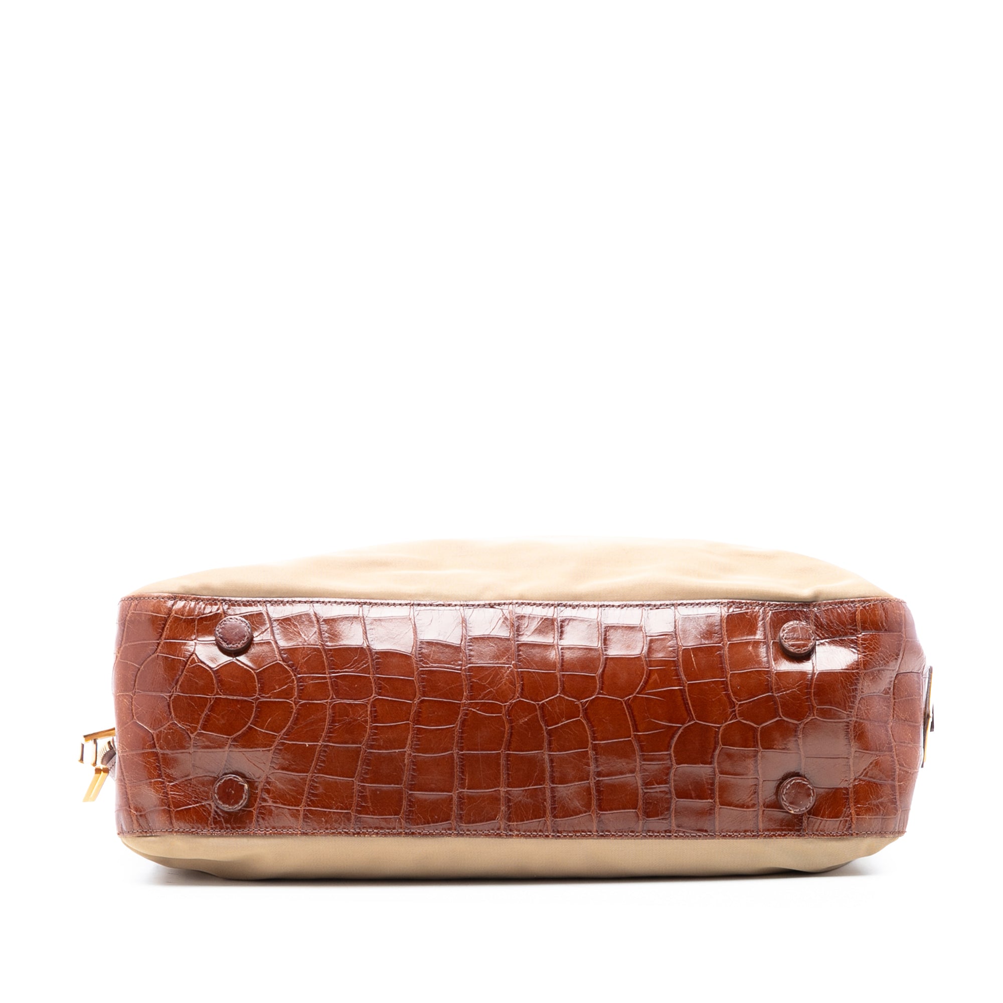 Croc Embossed Leather Trimmed Tessuto Shoulder Bag - Image 3