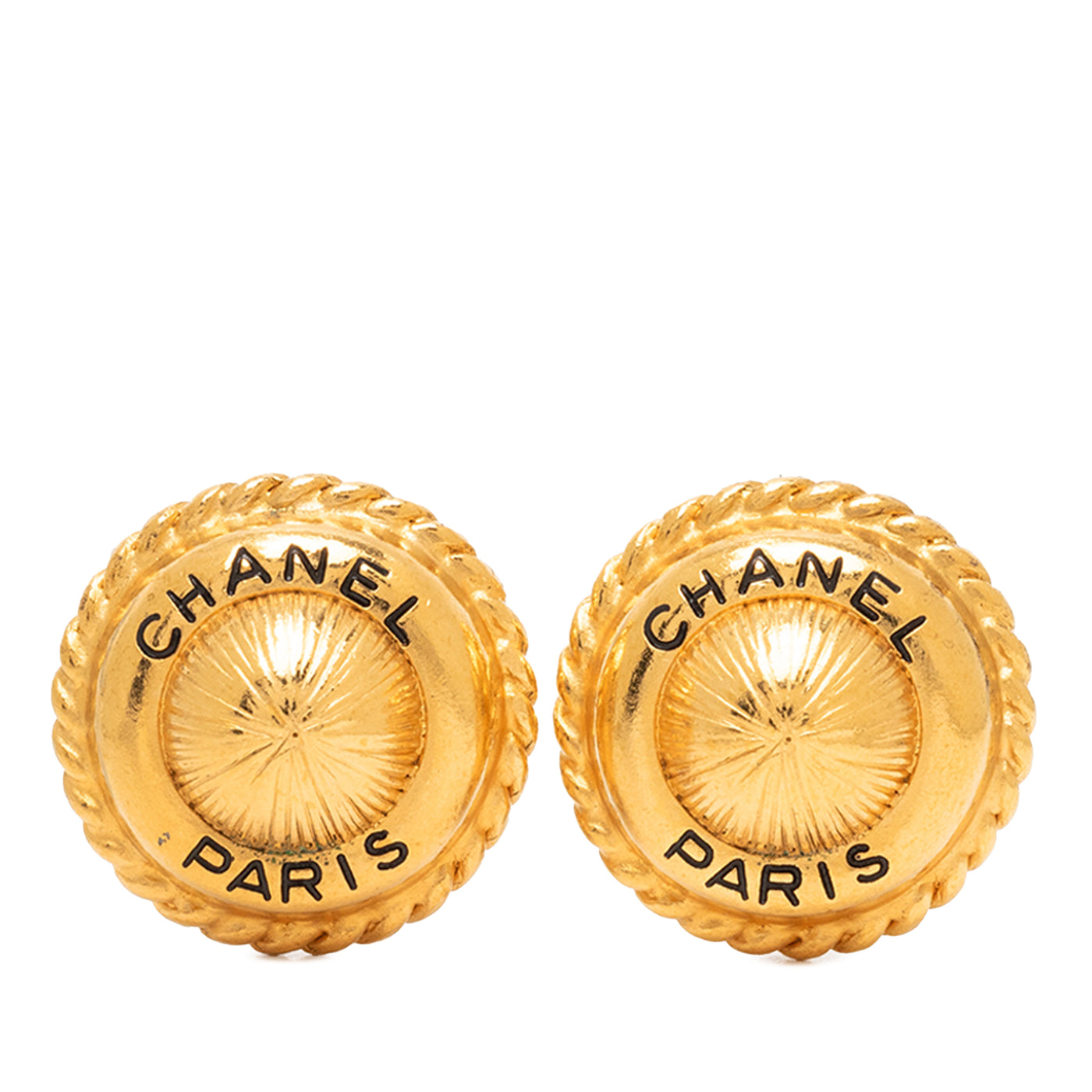 CC Gold Plated Round Logo Clip On Earrings - Image 1