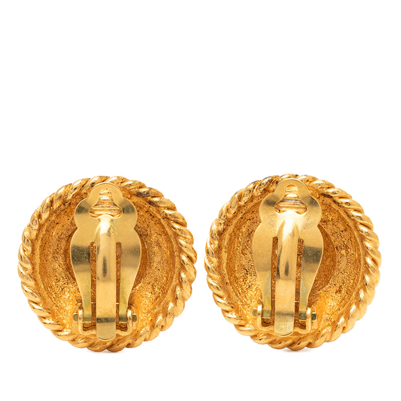 CC Gold Plated Round Logo Clip On Earrings - Image 2