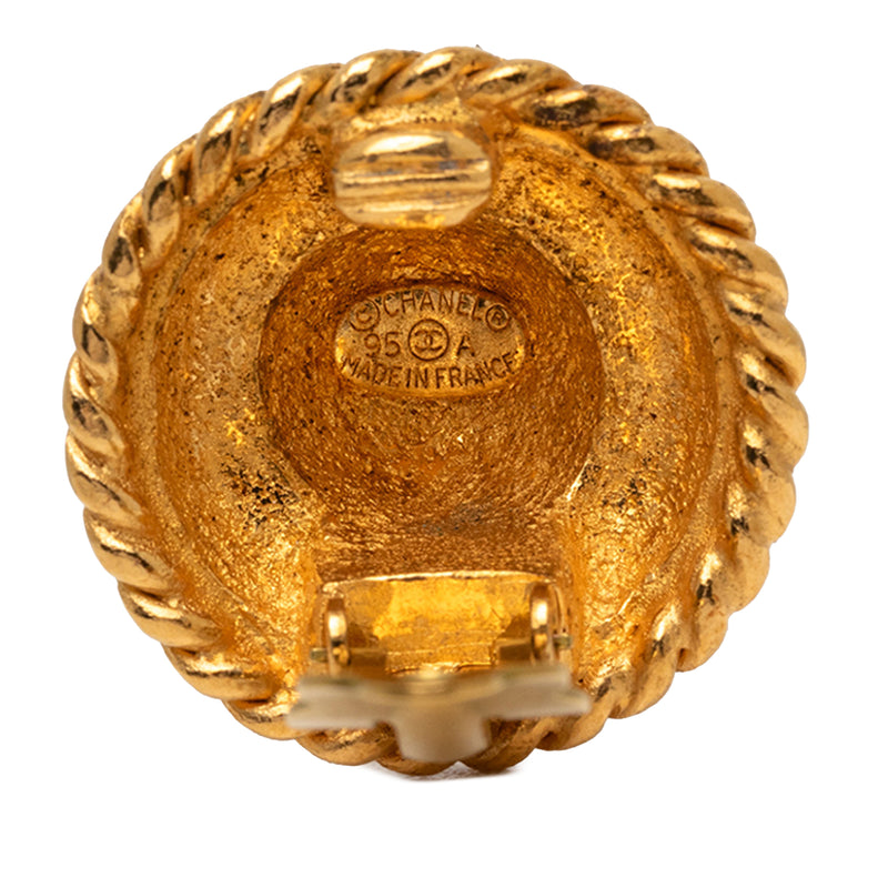 CC Gold Plated Round Logo Clip On Earrings - Image 3