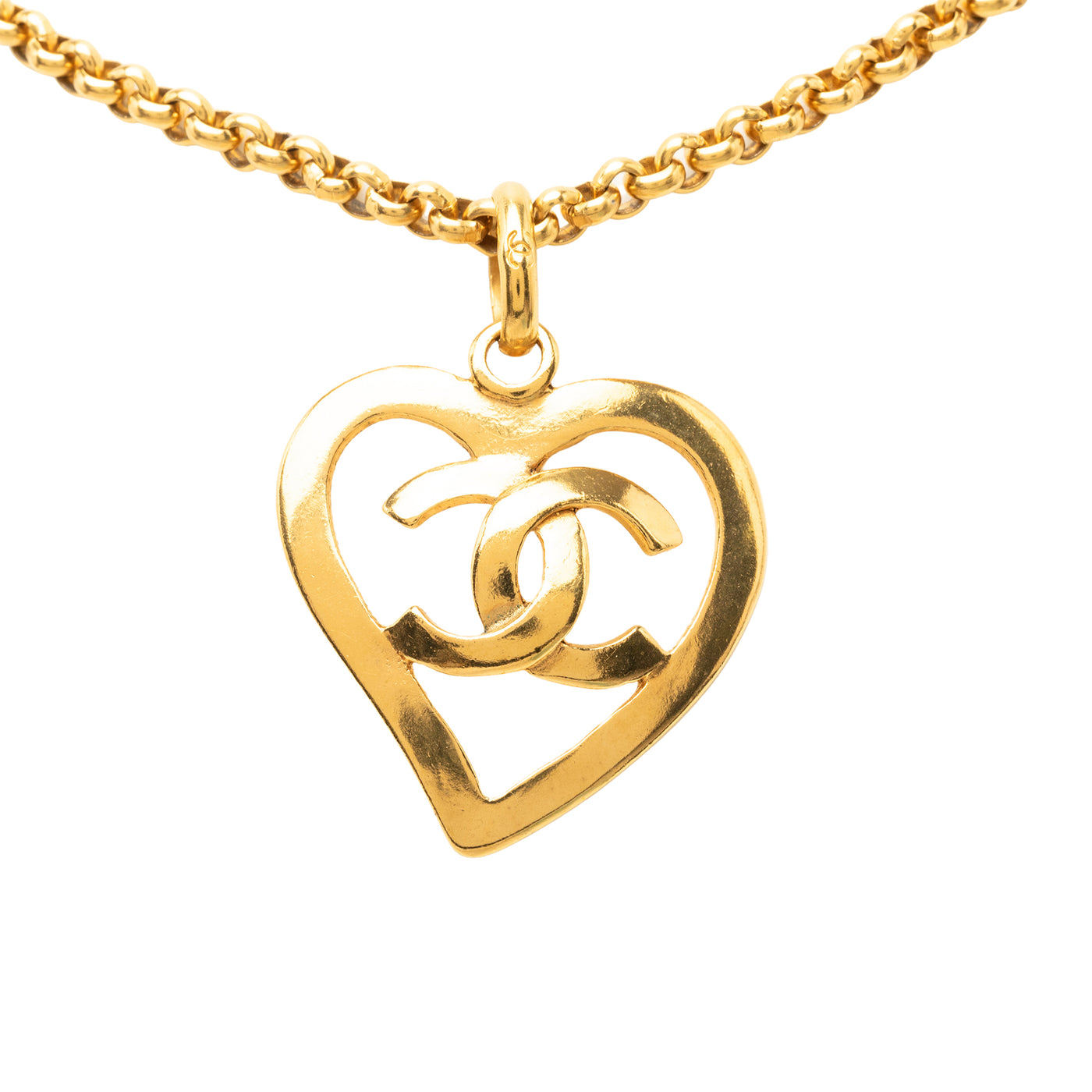 CC Gold Plated Heart Pendant Necklace - Image 1