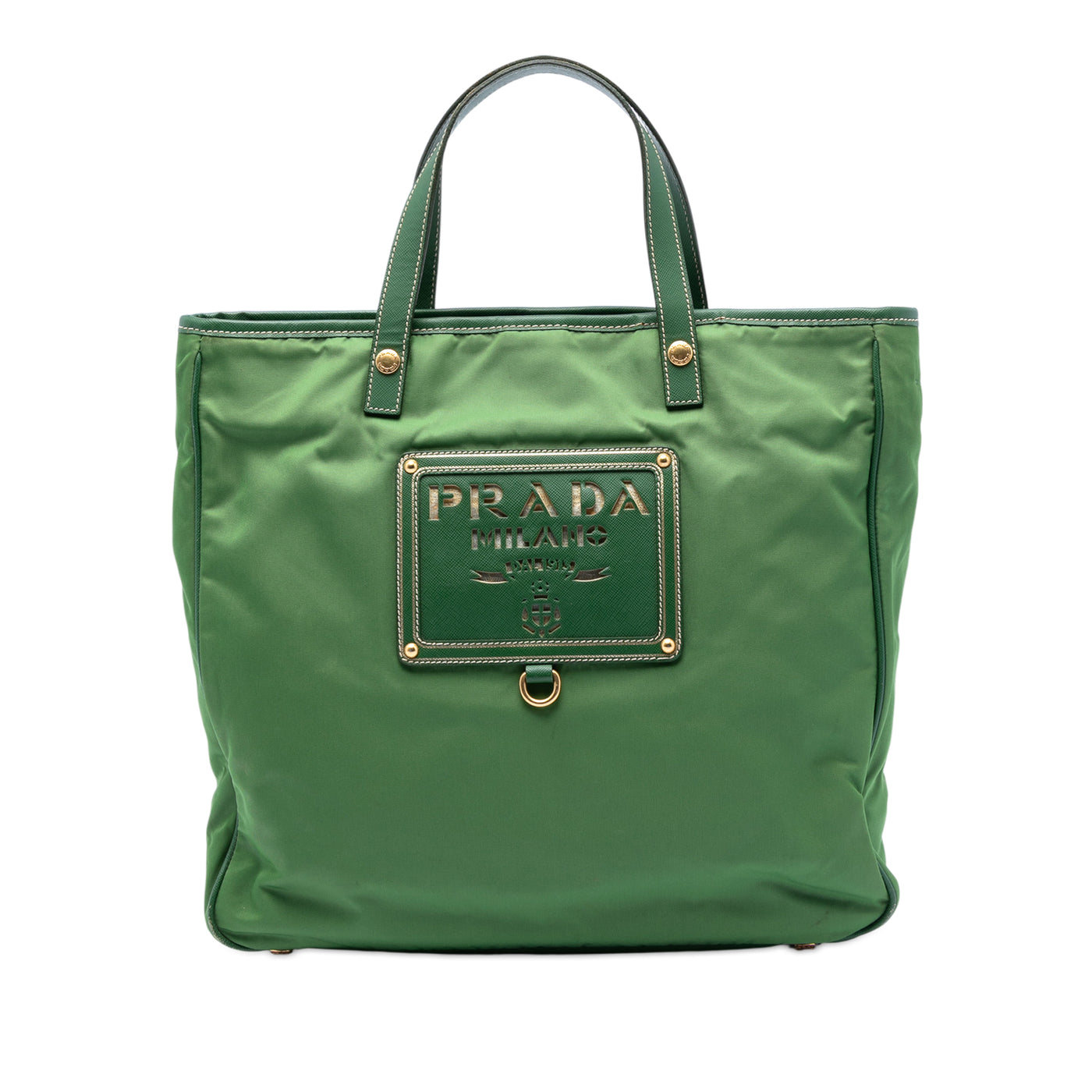 Saffiano Trimmed Tessuto Logo Plate Convertible Tote - Image 1