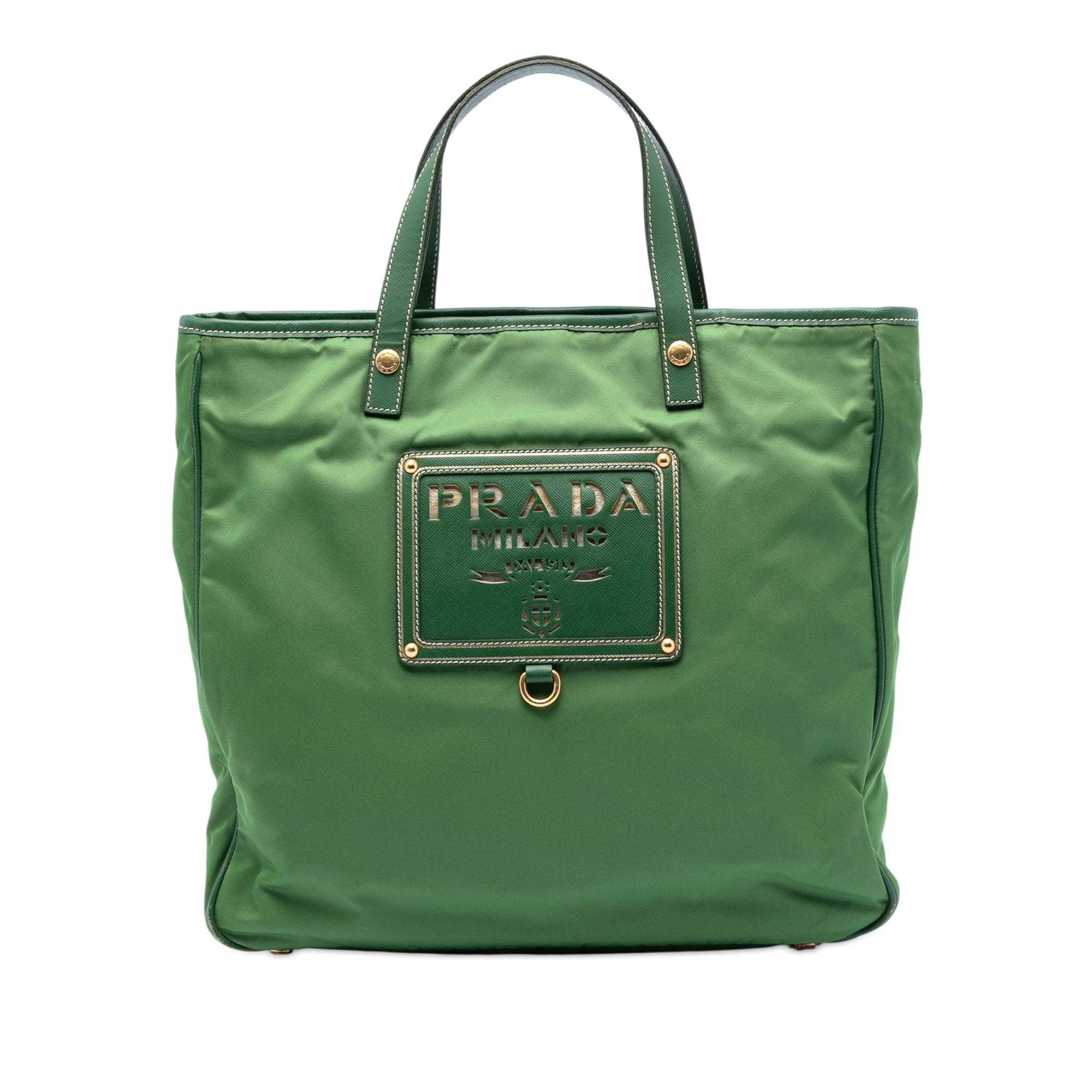 Saffiano Trimmed Tessuto Logo Plate Convertible Tote - Image 1