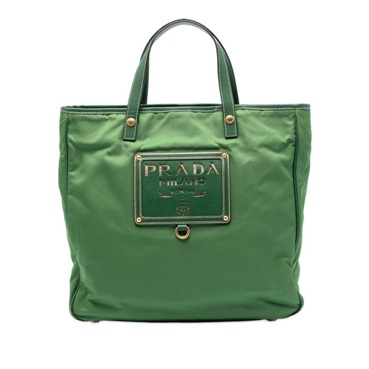 Saffiano Trimmed Tessuto Logo Plate Convertible Tote - Image 1