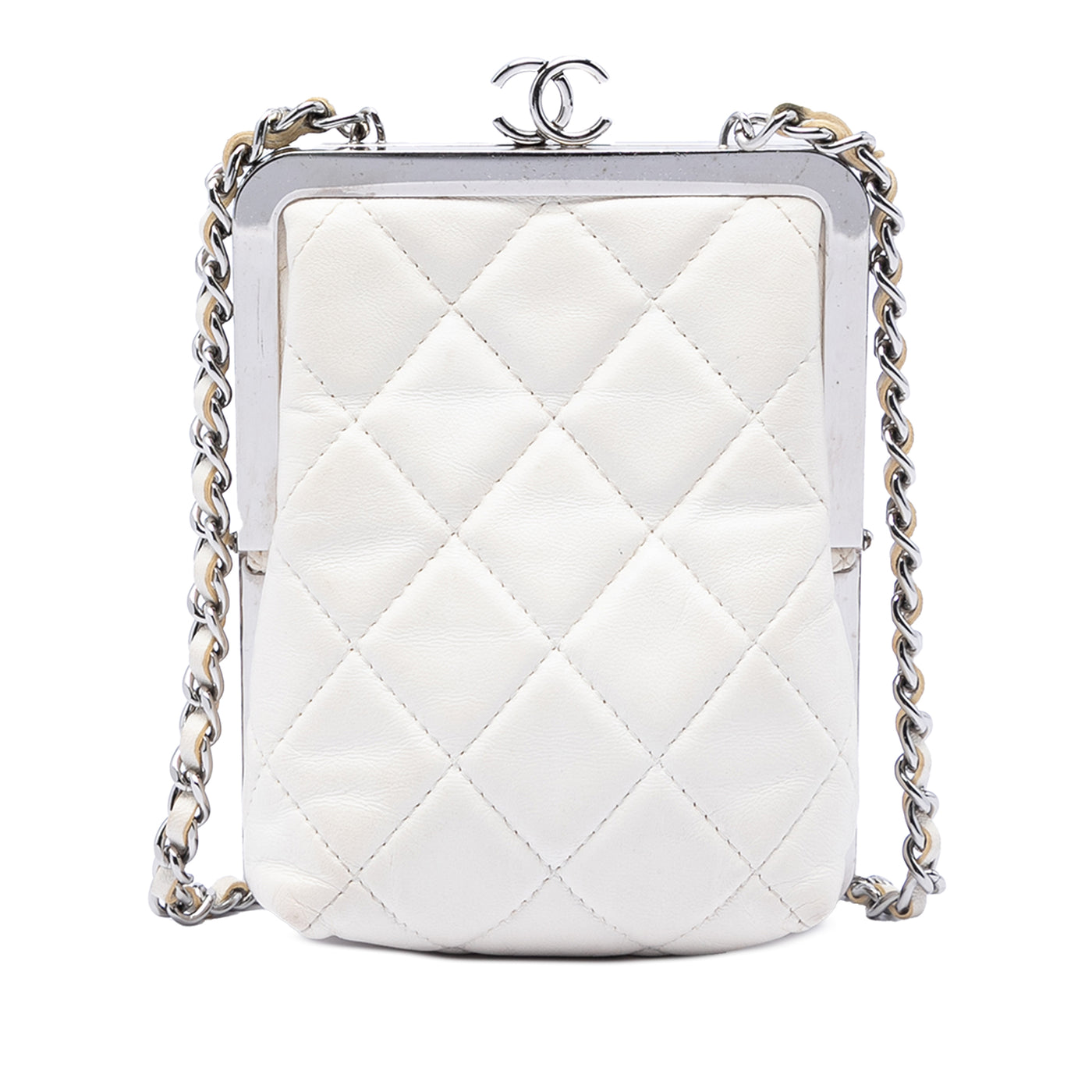 CC Quilted Acrylic and Lambskin Evening Clutch With Chain - Image 1